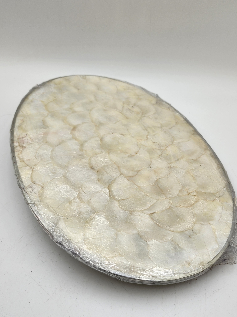 Vintage Mother of Pearl Shell Placemat Coaster Napkin Ring Set New Capiz - Picture 8 of 12